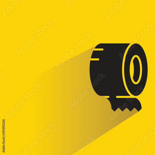 duct tape roll icon with shadow on yellow background