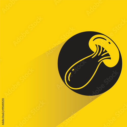 mushroom icon with shadow on yellow background