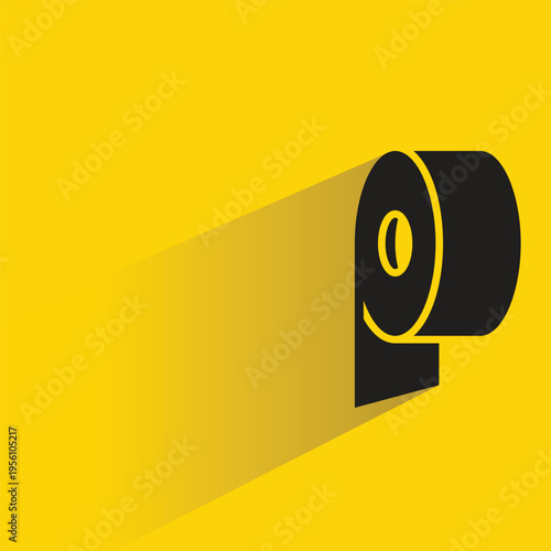 duct tape roll icon with shadow on yellow background