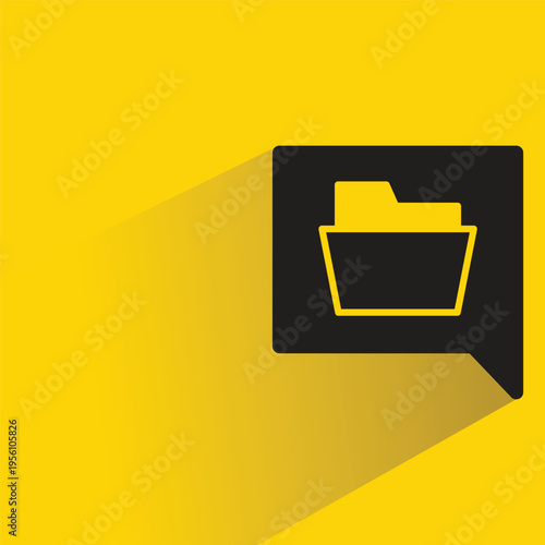 folder icon in speech bubble with shadow on yellow background
