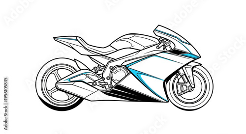Detailed drawing of a motorcycle.