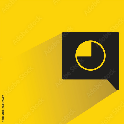 pie chart icon in speech bubble with shadow on yellow background