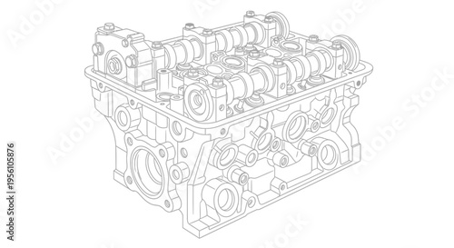 Detailed car engine mechanical parts.