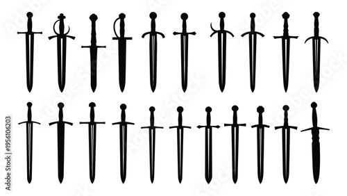 Collection of medieval swords and daggers