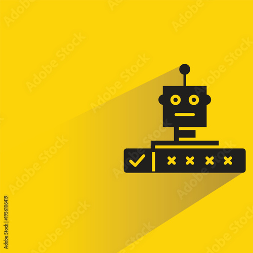 not robot verification icon with shadow on yellow background