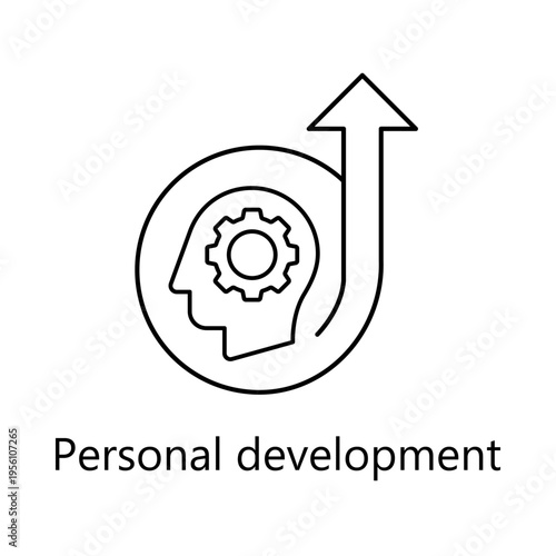 Continuous Improvement System Outline Icon with Cogwheel