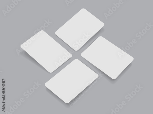 Cuadro en lienzo Blank four playing cards, gift cards or business cards mockup for your design template
