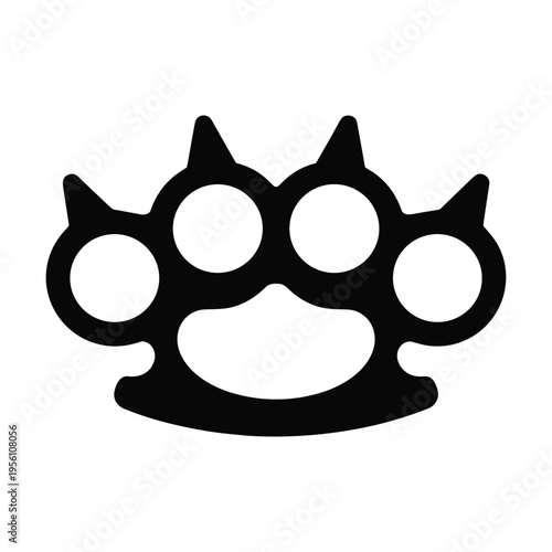 Black silhouette of brass knuckles, weapon icon or symbol of rebellion