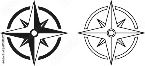 Compass star navigation symbol icon Vector