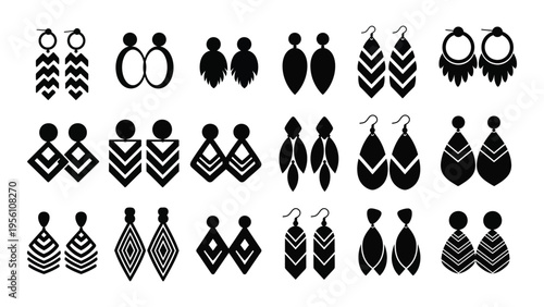 Collection of various black and white earrings