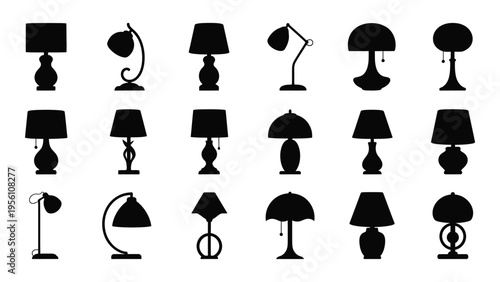 Collection of various table lamp silhouettes
