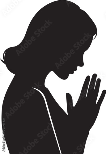Black silhouette of a praying woman vector
