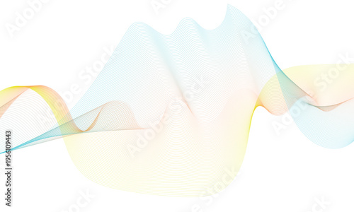 Abstract colorful smooth wave on a white background. Dynamic sound wave. Design element. Vector illustration.