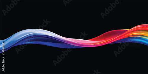 An abstract colorful wave background featuring flowing fractal lines and futuristic light curves creates a vibrant motion effect for a modern technology wallpaper illustration