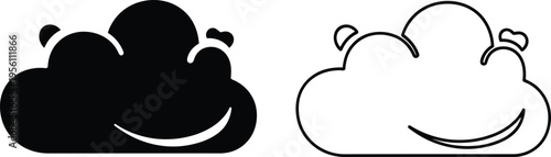 Smiling clouds icon set Vector