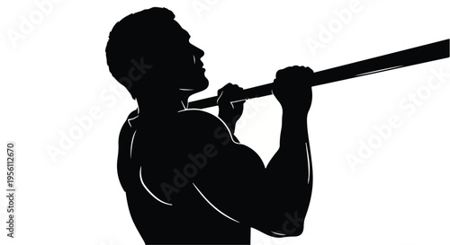 Strong muscular man athlete pulling rope fitness exercise silhouette against white background