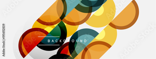 Abstract colorful overlapping circles create modern background. Soft gradients, dynamic composition, visual harmony present.