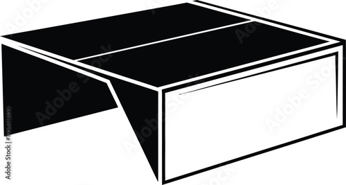 Black and white box with open flap Vector
