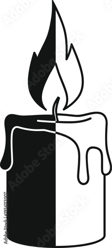 Burning candle light flame Vector