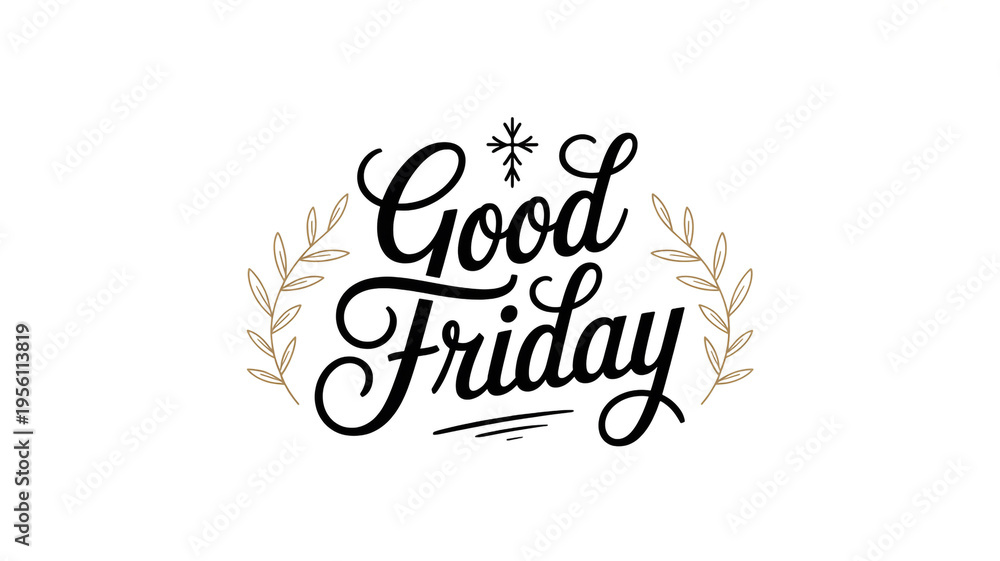 Obraz premium Good Friday typography design with gold leaves