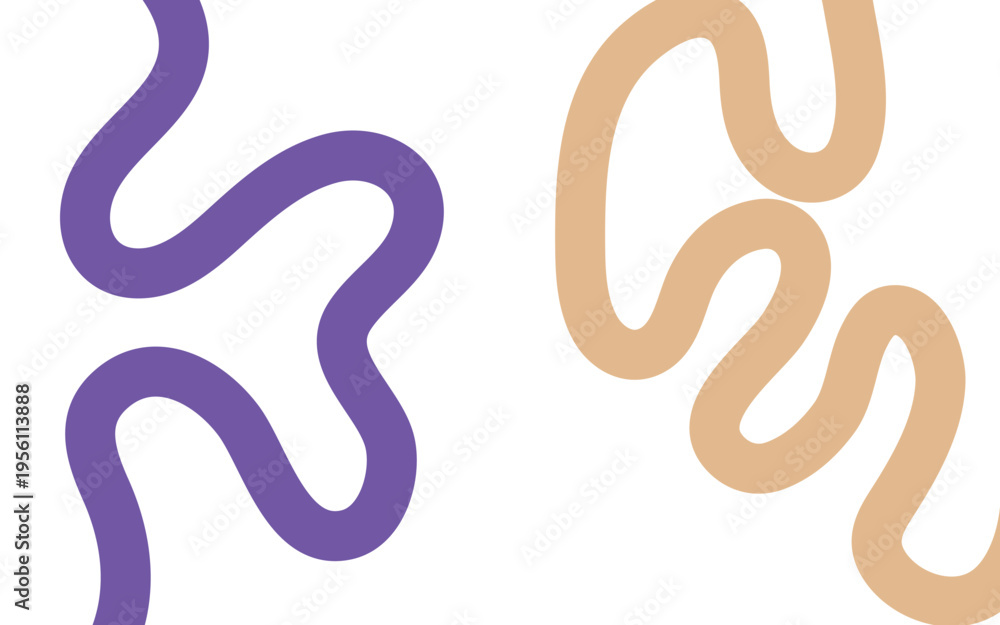 Fototapeta premium Wavy lines illustration with purple and beige colors