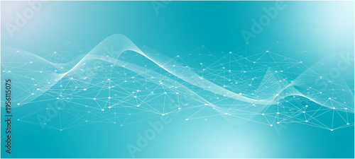 Network connection. Abstract mesh, molecular plexus line and cyberspace. Geometric line, dot on white background. Abstract blue background with stars