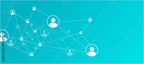 Network background. Connections with points, lines, and people icons. Social network concept