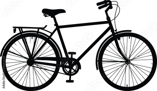 Black Silhouette of a City Commuter Bicycle Isolated on White Background Vector Illustration