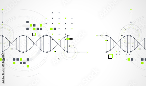 Abstraction on a scientific medical theme. Creative image of a DNA molecule with art elements.