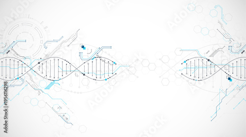 Scientific and technological background. Abstract image of DNA molecule. Vector illustration.