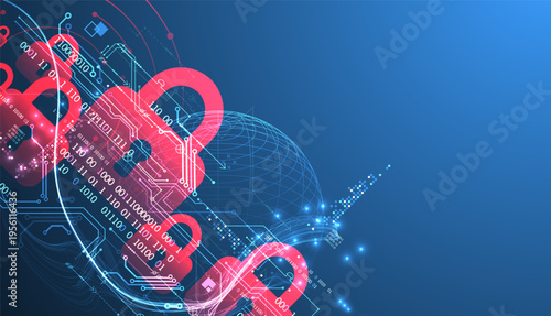 Data security Illustrates cyber data or information privacy idea. Color abstract  technology background.