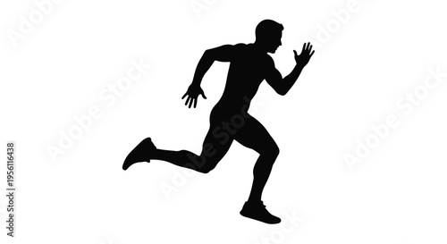 Man running sprinting athlete in motion silhouette isolated on white background fitness exercise sports