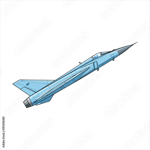 Isolated sleek fighter jet illustration with transparent background