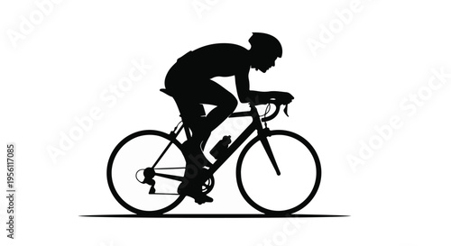 Silhouette of a professional cyclist riding a road bike for fitness and competition