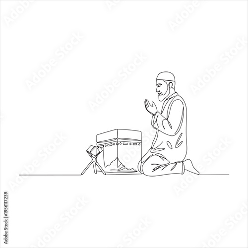 Person Kneeling in Prayer Position Near Holy Book and Stand