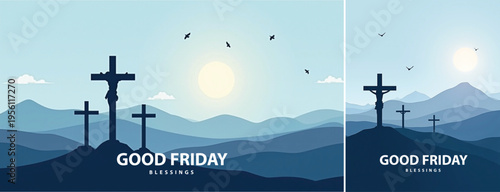 Elegant Good friday with cross background, Good friday holy week background for banner and social meida template