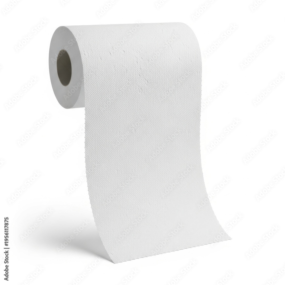 Fototapeta premium A neatly rolled white paper towel on a white background