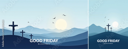 Elegant Good friday with cross background, Good friday holy week background for banner and social meida template