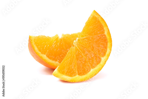 Parts of fresh juicy orange fruit isolated on white