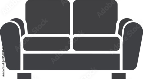 Minimalist Sofa Icon for Interior Design and Furniture Store Website UI