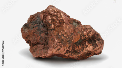 A large chunk of copper ore on a white background