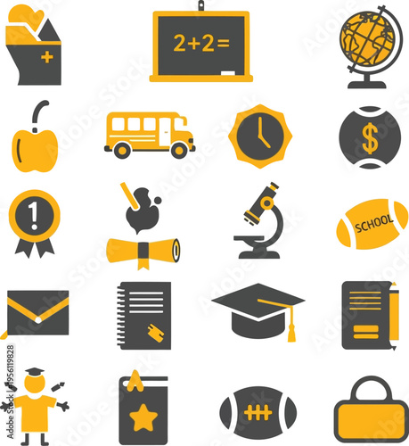 Set of School and Education Vector Icons for Academic Projects and Learning Materials