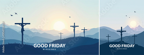 Elegant Good friday with cross background, Good friday holy week background for banner and social meida template