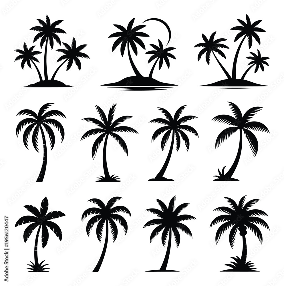Fototapeta premium Palm Tree Silhouette Vector Illustration