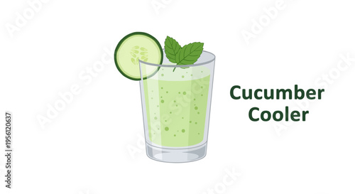 Refreshing cucumber cooler drink with mint garnish and cucumber slice.
