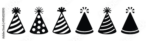 Black Party Hats Vector Illustration