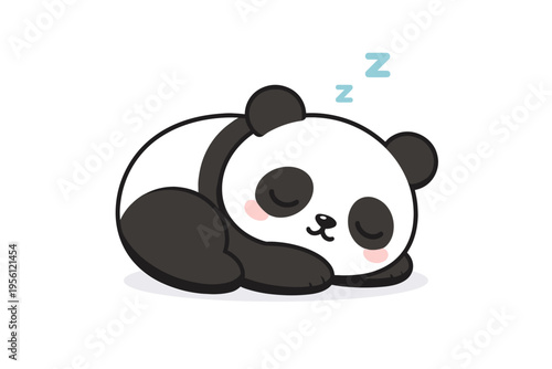 Cute sleeping panda bear, a serene and peaceful animal in a gentle slumber, captured in a charming illustration