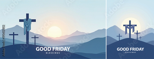 Elegant Good friday with cross background, Good friday holy week background for banner and social meida template
