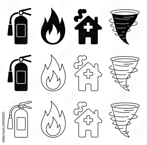 Disaster Icons Vector Illustration