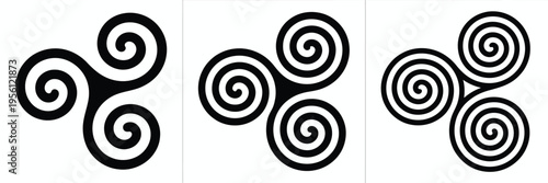 Celtic rotational spirals icon, isolated triple spiral artwork